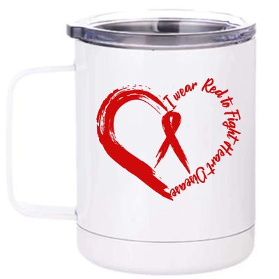 Painted I Wear Red To Fight Heart Disease 12 oz Stainless Steel Tumbler Cup