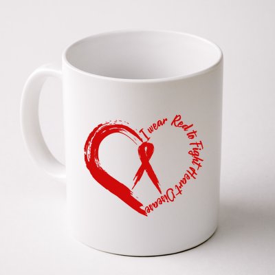 Painted I Wear Red To Fight Heart Disease Coffee Mug