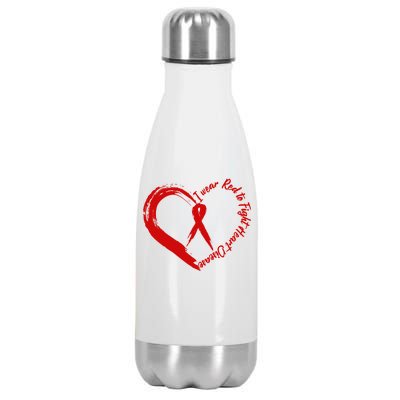 Painted I Wear Red To Fight Heart Disease Stainless Steel Insulated Water Bottle