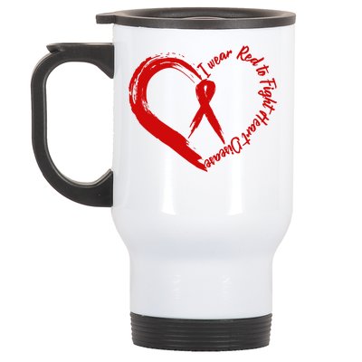 Painted I Wear Red To Fight Heart Disease Stainless Steel Travel Mug