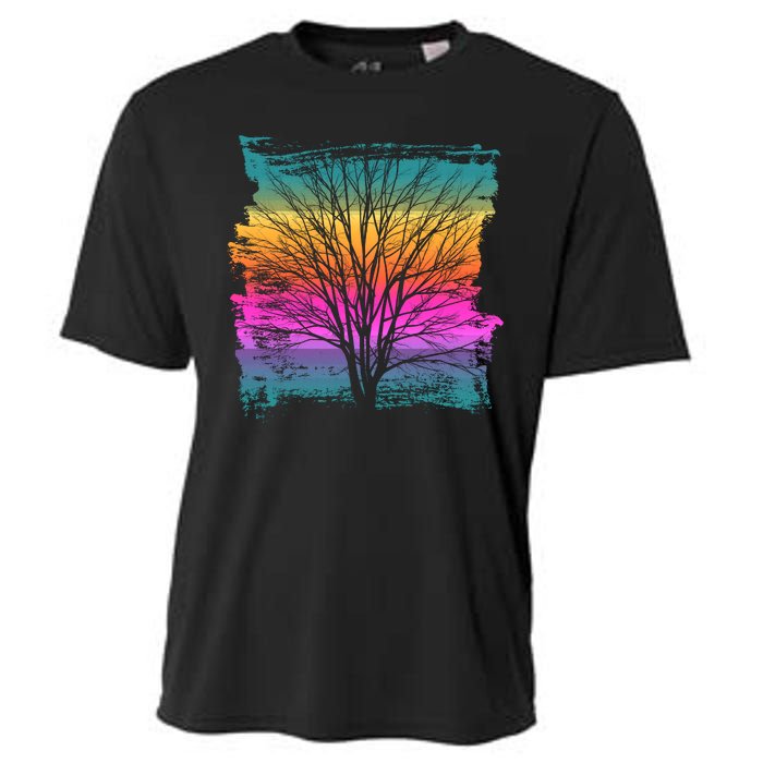 Painted Sunset Colors Tree Cooling Performance Crew T-Shirt