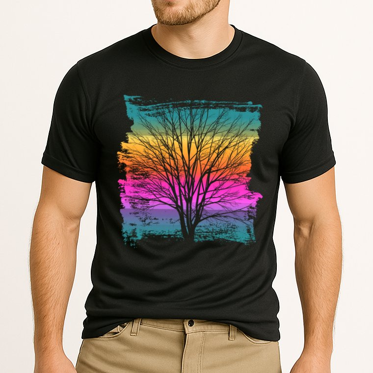 Painted Sunset Colors Tree Cooling Performance Crew T-Shirt