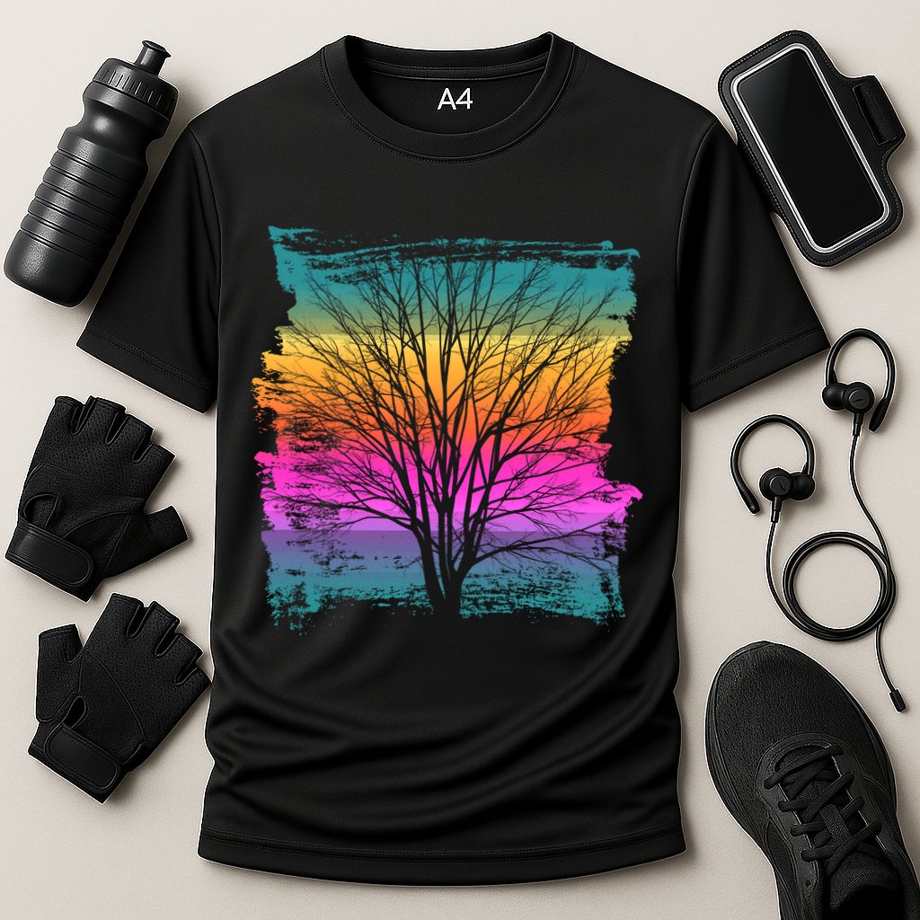 Painted Sunset Colors Tree Cooling Performance Crew T-Shirt