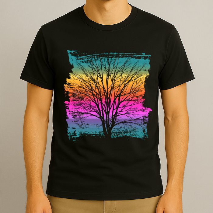 Painted Sunset Colors Tree T-Shirt