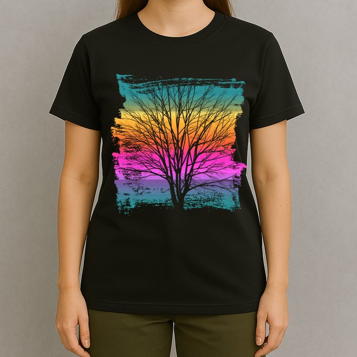 Painted Sunset Colors Tree T-Shirt