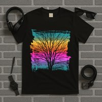 Painted Sunset Colors Tree T-Shirt