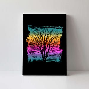 Painted Sunset Colors Tree Canvas