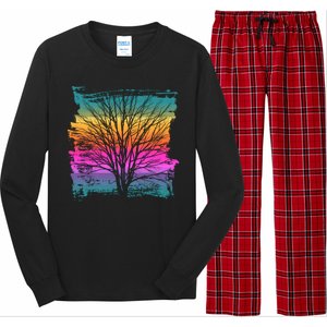 Painted Sunset Colors Tree Long Sleeve Pajama Set