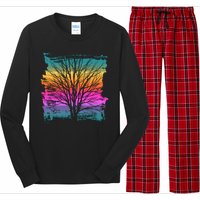 Painted Sunset Colors Tree Long Sleeve Pajama Set