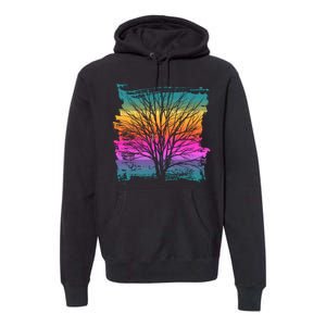 Painted Sunset Colors Tree Premium Hoodie