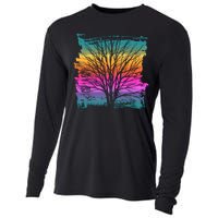 Painted Sunset Colors Tree Cooling Performance Long Sleeve Crew