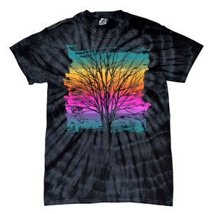 Painted Sunset Colors Tree Tie-Dye T-Shirt