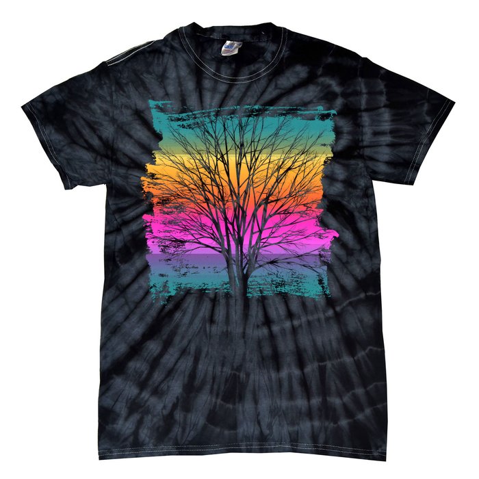 Painted Sunset Colors Tree Tie-Dye T-Shirt