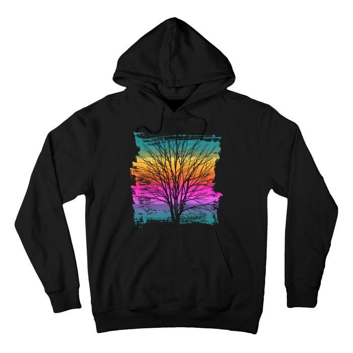 Painted Sunset Colors Tree Tall Hoodie