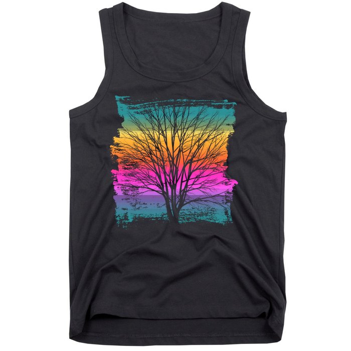 Painted Sunset Colors Tree Tank Top