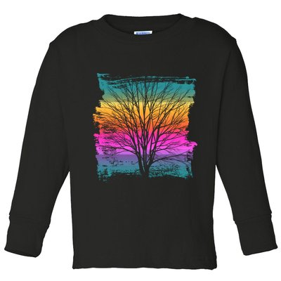 Painted Sunset Colors Tree Toddler Long Sleeve Shirt