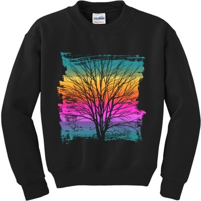 Painted Sunset Colors Tree Kids Sweatshirt