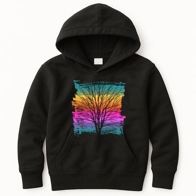 Painted Sunset Colors Tree Kids Hoodie