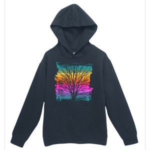 Painted Sunset Colors Tree Urban Pullover Hoodie