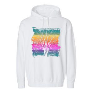 Painted Sunset Colors Tree Garment-Dyed Fleece Hoodie