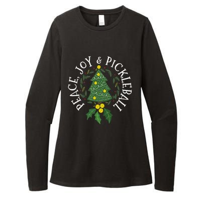 Peace And Joy Christmas Tree Pickleball Gift Womens CVC Long Sleeve Shirt