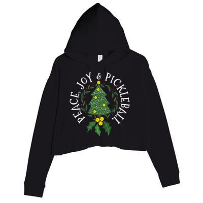 Peace And Joy Christmas Tree Pickleball Gift Crop Fleece Hoodie