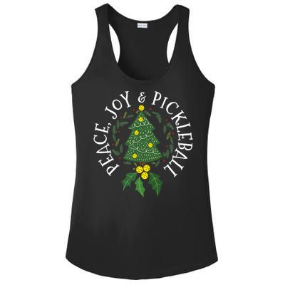 Peace And Joy Christmas Tree Pickleball Gift Ladies PosiCharge Competitor Racerback Tank