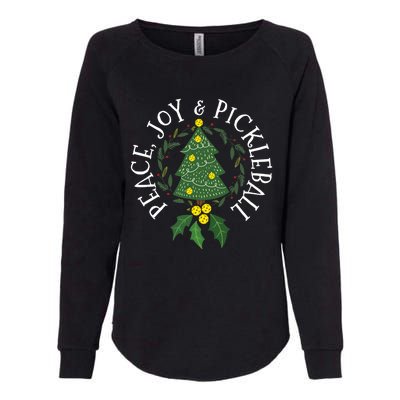 Peace And Joy Christmas Tree Pickleball Gift Womens California Wash Sweatshirt