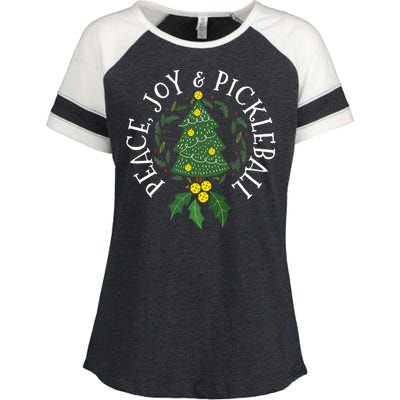 Peace And Joy Christmas Tree Pickleball Gift Enza Ladies Jersey Colorblock Tee