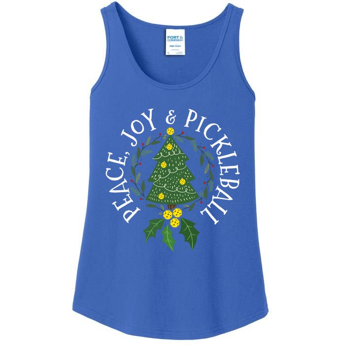 Peace And Joy Christmas Tree Pickleball Gift Ladies Essential Tank