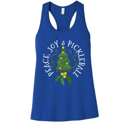 Peace And Joy Christmas Tree Pickleball Gift Women's Racerback Tank