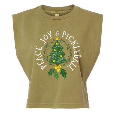 Peace And Joy Christmas Tree Pickleball Gift Garment-Dyed Women's Muscle Tee