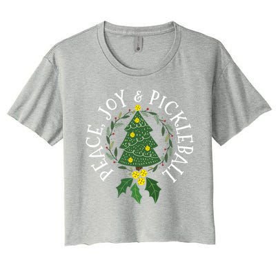 Peace And Joy Christmas Tree Pickleball Gift Women's Crop Top Tee