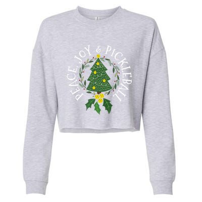 Peace And Joy Christmas Tree Pickleball Gift Cropped Pullover Crew