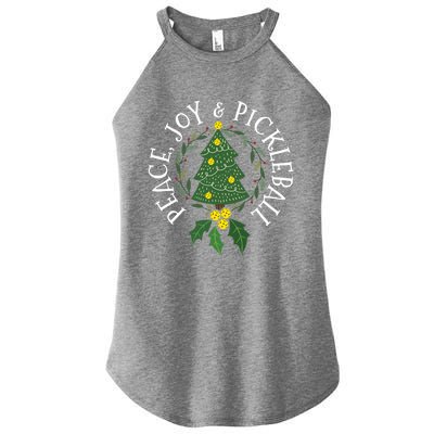 Peace And Joy Christmas Tree Pickleball Gift Women's Perfect Tri Rocker Tank