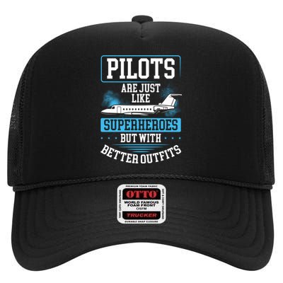 Pilots Are Just Like Superheroes, But With Better Outfits High Crown Mesh Back Trucker Hat