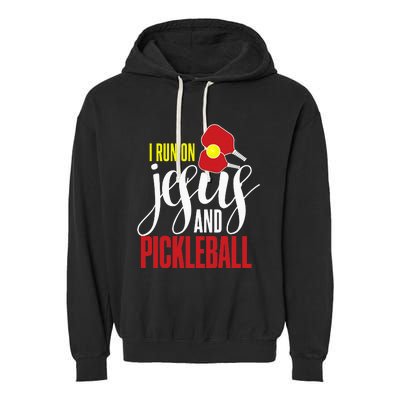 Pickleball and Jesus Religious Christian Pickleballer Garment-Dyed Fleece Hoodie