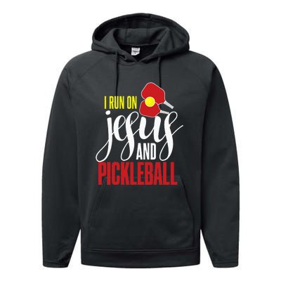 Pickleball and Jesus Religious Christian Pickleballer Performance Fleece Hoodie