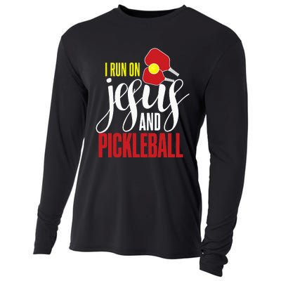 Pickleball and Jesus Religious Christian Pickleballer Cooling Performance Long Sleeve Crew