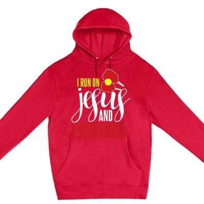 Pickleball and Jesus Religious Christian Pickleballer Premium Pullover Hoodie