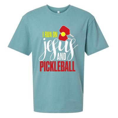 Pickleball and Jesus Religious Christian Pickleballer Sueded Cloud Jersey T-Shirt