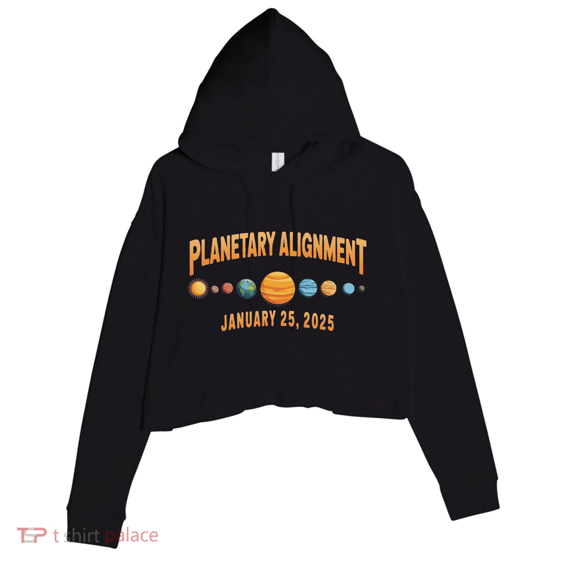 Planetary Alignment January 25 2025 Cosmic Space Crop Fleece Hoodie