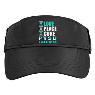 Ptsd Awareness Love Peace Cure Teal Ribbon Adult Drive Performance Visor