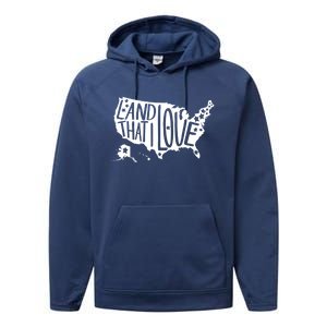 Proud American Land That I Love Pledge Allegiance Gift Performance Fleece Hoodie