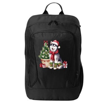 Pet Animal Lovers Cute Siberian Husky Dog Christmas Tree Funny Gift City Backpack