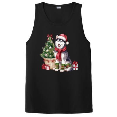 Pet Animal Lovers Cute Siberian Husky Dog Christmas Tree Funny Gift PosiCharge Competitor Tank