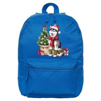 Pet Animal Lovers Cute Siberian Husky Dog Christmas Tree Funny Gift 16 in Basic Backpack