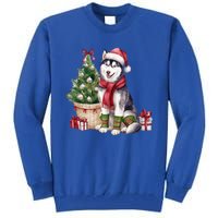 Pet Animal Lovers Cute Siberian Husky Dog Christmas Tree Funny Gift Tall Sweatshirt