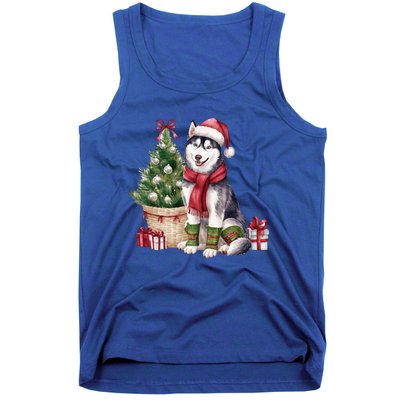 Pet Animal Lovers Cute Siberian Husky Dog Christmas Tree Funny Gift Tank Top