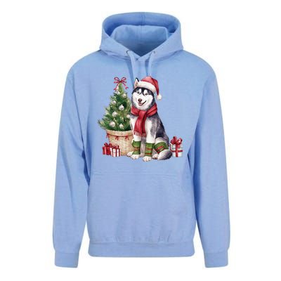 Pet Animal Lovers Cute Siberian Husky Dog Christmas Tree Funny Gift Unisex Surf Hoodie